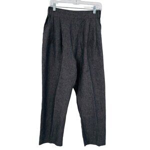 Pillar Women's Linen High Waisted Trouser Pants Size 4 Lagenlook‎ Pleated Crop